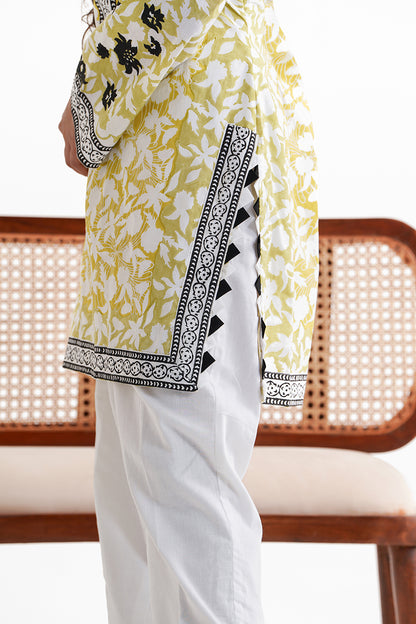 Cotton Block Printed Suit with Shaffon Dupatta