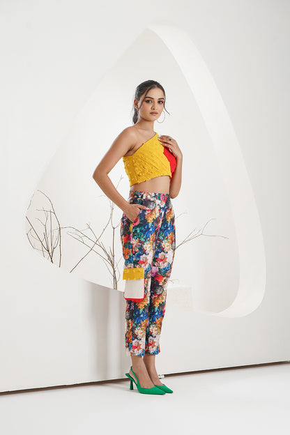 Coin Fabric Top with Floral Trouser